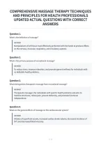 Comprehensive Massage Therapy Techniques&NewLine;And Principles For Health Professionals&NewLine;Updated Actual Questions With Correct&NewLine;Answers