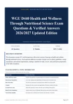 WGU D440 Health and Wellness Through Nutritional Science Exam Questions & Verified Answers 2026&sol;2027 Updated Edition
