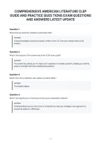 Comprehensive American Literature Clep&NewLine;Guide And Practice Ques Tions Exam Questions&NewLine;And Answers Latest Update