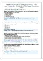 Ohio State Highway Patrol &lpar;OSHP&rpar; Comprehensive Exam &NewLine;Complete 218 Questions & Key &mdash; Ohio Revised Code &lpar;ORC&rpar;&comma; Traffic Enforcement&comma; Criminal Law & Patrol &NewLine;Operations