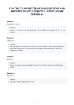 Contract Law Midterm Exam Questions And&NewLine;Answers Solved Correctly Latest Update&NewLine;Graded A&plus;