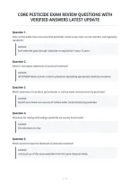 Core Pesticide Exam Review Questions With&NewLine;Verified Answers Latest Update&NewLine;