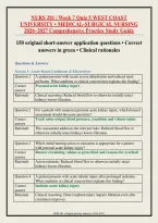 NURS 201 &vert; Week 7 Quiz 5 WEST COAST &NewLine;UNIVERSITY &bull; MEDICAL-SURGICAL NURSING &NewLine;2026&ndash;2027 Comprehensive Practice Study Guide &NewLine;150 original short-answer application questions &bull; Correct &NewLine;answers in green &bull; Clinical rationales