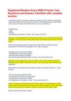 Registered Dietitian Nutritionist &lpar;RDN&rpar; Exam 2026&sol;2027 &vert; Study Guide&comma; Practice Questions & Answers&comma; Exam Review