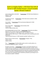 South Los Angeles Station - LASD Patrol Test with all Correct & 100&percnt; Verified Answers &vert;Actual Complete Update &vert;Already Graded A&plus;
