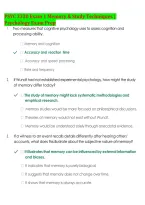 Test Bank For PSYC 3320 Exam 1 Memory & Study Techniques 2026&sol;2027 &vert; Psychology Practice Questions & Answers &vert; Exam Prep