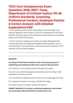 TDCJ Core Competencies Exam Questions 2026&ndash;2027 &vert; Texas Department of Criminal Justice&comma; PD-28 Uniform Standards&comma; Grooming&comma; Professional Conduct&comma; Employee Policies & Correct Answers with Detailed Explanations PDF