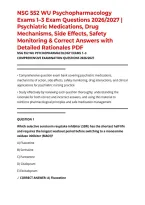 NSG 552 WU Psychopharmacology Exams 1&ndash;3 Exam Questions 2026&sol;2027 &vert; Psychiatric Medications&comma; Drug Mechanisms&comma; Side Effects&comma; Safety Monitoring & Correct Answers with Detailed Rationales PDF
