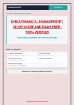 Cmca Financial Management &vert; Study Guide And Exam Prep &vert; 100&percnt; Verified