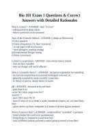 Bio 101 Exam 1 Questions & Correct Answers with Detailed Rationales