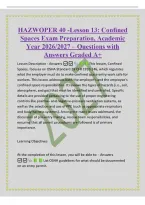 HAZWOPER 40 -Lesson 13&colon; Confined&NewLine;Spaces Exam Preparation&comma; Academic&NewLine;Year 2026&sol;2027 &ndash; Questions with&NewLine;Answers Graded A&plus;&NewLine;Lesson Description - Answers  This lesson&comma; Confined&NewLine;Spaces&comma; focuses on OSHA Standard 29 CFR 1910&period;146&comma; which regulates&NewLine;what the emplo