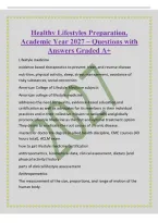 Healthy Lifestyles Preparation&comma;&NewLine;Academic Year 2027 &ndash; Questions with&NewLine;Answers Graded A&plus;&NewLine;Lifestyle medicine&NewLine;evidence based therapeutics to prevent&comma; treat&comma; and reverse disease&NewLine;nutrition&comma; physical activity&comma; sleep&comma; stress management&comma; avoidance of&NewLine;risky su
