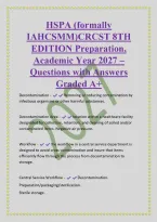 HSPA &lpar;formally&NewLine;IAHCSMM&rpar;CRCST 8TH&NewLine;EDITION Preparation&comma;&NewLine;Academic Year 2027 &ndash;&NewLine;Questions with Answers&NewLine;Graded A&plus;