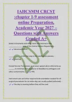 IAHCSMM CRCST&NewLine;&colon;chapter 1-9 assessment&NewLine;online Preparation&comma;&NewLine;Academic Year 2027 &ndash;&NewLine;Questions with Answers&NewLine;Graded A&plus;
