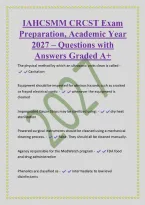 IAHCSMM CRCST Exam&NewLine;Preparation&comma; Academic Year&NewLine;2027 &ndash; Questions with&NewLine;Answers Graded A&plus;&NewLine;The physical method by which an ultrasonic units clean is called -&NewLine; Cavitation&NewLine;Equipment should be inspected for obvious hazards such as cracked&NewLine;or frayed electri