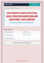 Csx Freight Conductor Final Exam &vert; Practice Questions And Exam Prep &vert; 100&percnt; Verified
