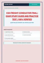 Csx Freight Conductor Final &vert; Exam Study Guide And Practice Test &vert; 100&percnt; Verified