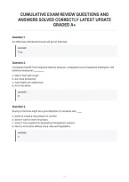 Cumulative Exam Review Questions And&NewLine;Answers Solved Correctly Latest Update&NewLine;Graded A&plus;