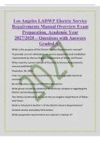 Los Angeles LADWP Electric Service&NewLine;Requirements Manual Overview Exam&NewLine;Preparation&comma; Academic Year&NewLine;2027&sol;2028 &ndash; Questions with Answers&NewLine;Graded A&plus;&NewLine;What is the purpose of the Electric Service Requirements manual&quest;&NewLine;To provide current information on service e
