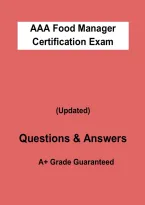 AAA Food Manager Certification &vert; Food Safety Exam Prep and Practice Questions &vert; Grade A&plus; &vert; 2026&ndash;2027