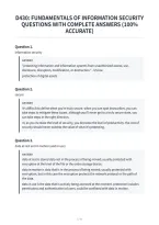 D430&colon; Fundamentals Of Information Security&NewLine;Questions With Complete Answers &lpar;100&percnt;&NewLine;Accurate&rpar;