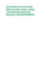 Burns Pediatric Primary Care 8th&NewLine;Edition Test Bank &vert; Dawn L&period; Garzon&NewLine;&vert; Exam Questions&comma; Answers &&NewLine;Rationales &vert; ISBN 978-0323882316
