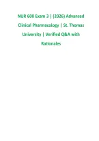 NUR 600 Exam 3 &vert; &lpar;2026&rpar; Advanced &NewLine;Clinical Pharmacology &vert; St&period; Thomas &NewLine;University &vert; Verified Q&A with &NewLine;Rationales 