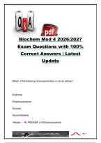 Biochemistry Module 4 Exam 2026&sol;2027 &vert; 30&plus; Questions & Answers &vert; Carbohydrates&comma; Monosaccharides&comma; Glycosidic Bonds & Polysaccharides