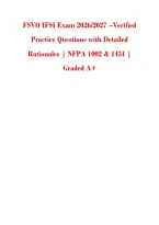 FSVO IFSI Exam 2026&sol;2027 &ndash;Verified &NewLine;Practice Questions with Detailed &NewLine;Rationales &vert; NFPA 1002 & 1451 &vert; &NewLine;Graded A&plus; 