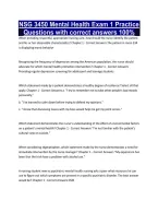 NSG 3450 Mental Health Exam 1 Practice Questions with correct answers 100&percnt;