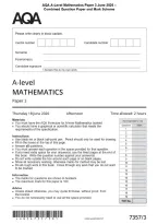 AQA A-Level Mathematics Paper 3 June 2026 &NewLine;Combined Question Paper and Mark Scheme&NewLine;