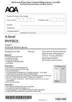 AQA A-Level Physics Paper 3 Section B Medical physics June 2026 &NewLine;Combined Question Paper and Mark Scheme