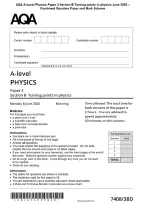 AQA A-Level Physics Paper 3 Section B Turning points in physics June 2026 &NewLine;Combined Question Paper and Mark Scheme