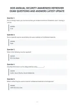 Dod Annual Security Awareness Refresher&NewLine;Exam Questions And Answers Latest Updat&NewLine;
