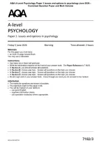 AQA A-Level Psychology Paper 3 Issues and options in psychology June 2026 &NewLine;Combined Question Paper and Mark Scheme