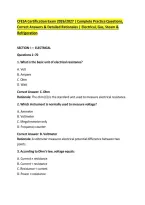 CFESA Certification Exam 2026&sol;2027 &vert; Complete Practice Questions&comma; &NewLine;Correct Answers & Detailed Rationales &vert; Electrical&comma; Gas&comma; Steam & &NewLine;Refrigeration 