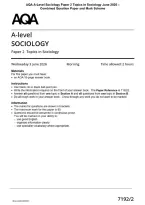AQA A-Level Sociology Paper 2 Topics in Sociology June 2026 &NewLine;Combined Question Paper and Mark Scheme