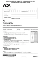 AQA AS Chemistry Paper 2 Organic and Physical Chemistry May 2026 &NewLine;Combined Question Paper and Mark Scheme