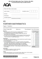 AQA AS Further Mathematics Paper 2 Statistics May 2026 &NewLine;Combined Question Paper and Mark Scheme&NewLine;