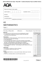 AQA AS Mathematics Paper 1 May 2026 &ndash; Combined Question Paper and Mark Scheme&NewLine;