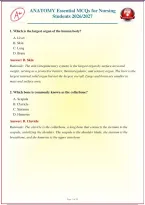 Anatomy Essential MCQs for Nursing Students with Answers & Detailed Rationales &lpar;100 Q&A&rpar;&NewLine;