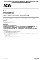 AQA AS Sociology Paper 2 Research Methods and Topics in Sociology May 2026 &NewLine;Combined Question Paper and Mark Scheme