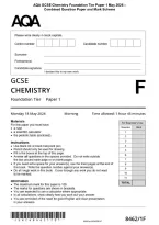 AQA GCSE Chemistry Foundation Tier Paper 1 May 2026 &NewLine;Combined Question Paper and Mark Scheme