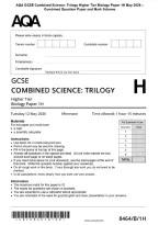 AQA GCSE Combined Science&colon; Trilogy Higher Tier Biology Paper 1H May 2026 &NewLine;Combined Question Paper and Mark Scheme