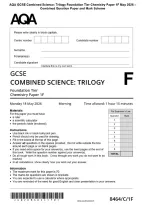 AQA GCSE Combined Science&colon; Trilogy Foundation Tier Chemistry Paper 1F May 2026 &NewLine;Combined Question Paper and Mark Scheme