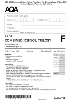 AQA GCSE Combined Science&colon; Trilogy Foundation Tier Chemistry Paper 2F June 2026&ndash; Combined Question Paper and Mark Scheme