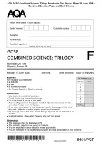 AQA GCSE Combined Science&colon; Trilogy Foundation Tier Physics Paper 2F June 2026 &NewLine;Combined Question Paper and Mark Scheme