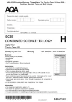 AQA GCSE Combined Science&colon; Trilogy Higher Tier Physics Paper 2H June 2026 &NewLine;Combined Question Paper and Mark Scheme