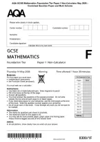 AQA GCSE Mathematics Foundation Tier Paper 1 Non-Calculator May 2026 &NewLine;Combined Question Paper and Mark Scheme