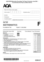 AQA GCSE Mathematics Foundation Tier Paper 2 Calculator June 2026 &NewLine;Combined Question Paper and Mark Scheme